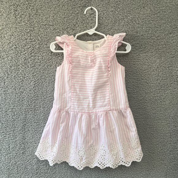 GAP Kids Toddler Girl Dress Size 3 years Sleeveless Flutter Stripe Eyelet Trim - Picture 5 of 8